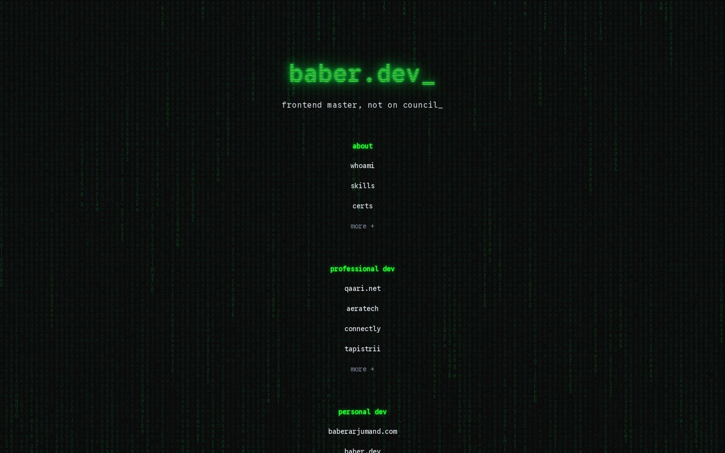baber.dev website screenshot