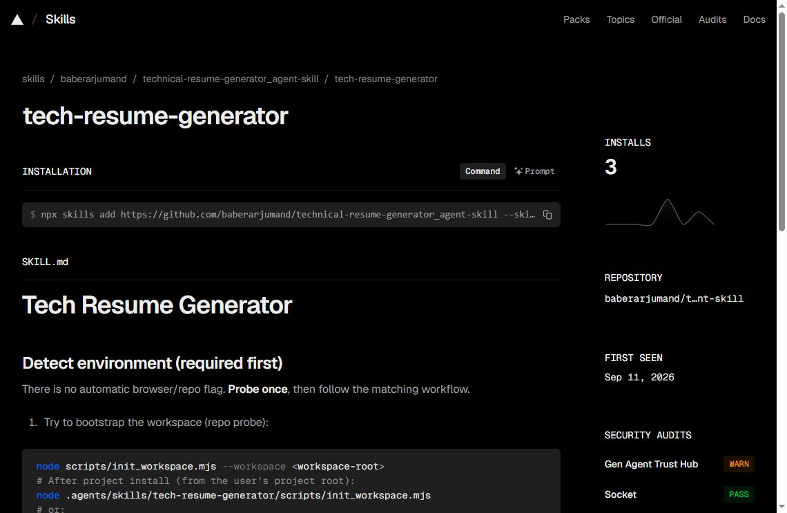 tech-resume-generator website screenshot